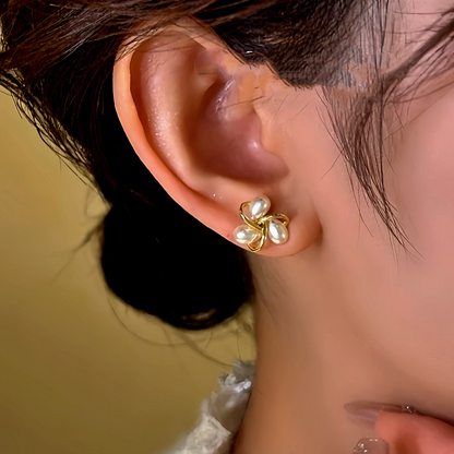 14K Gold-Plated Diamond Bead Stud Earrings