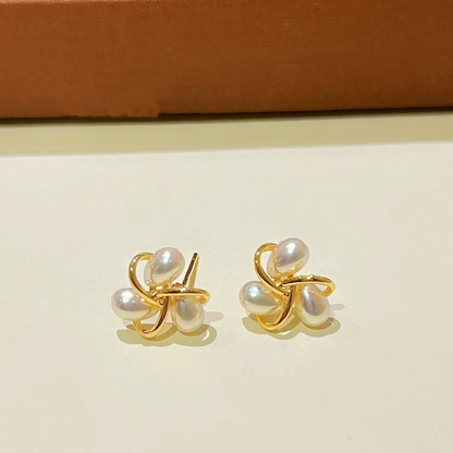 14K Gold-Plated Diamond Bead Stud Earrings