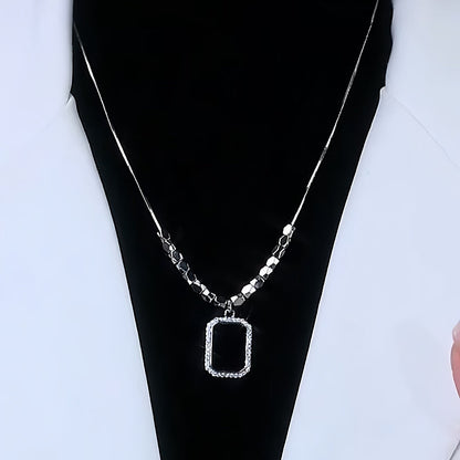 14K Gold-Plated Diamond Black Square Necklace