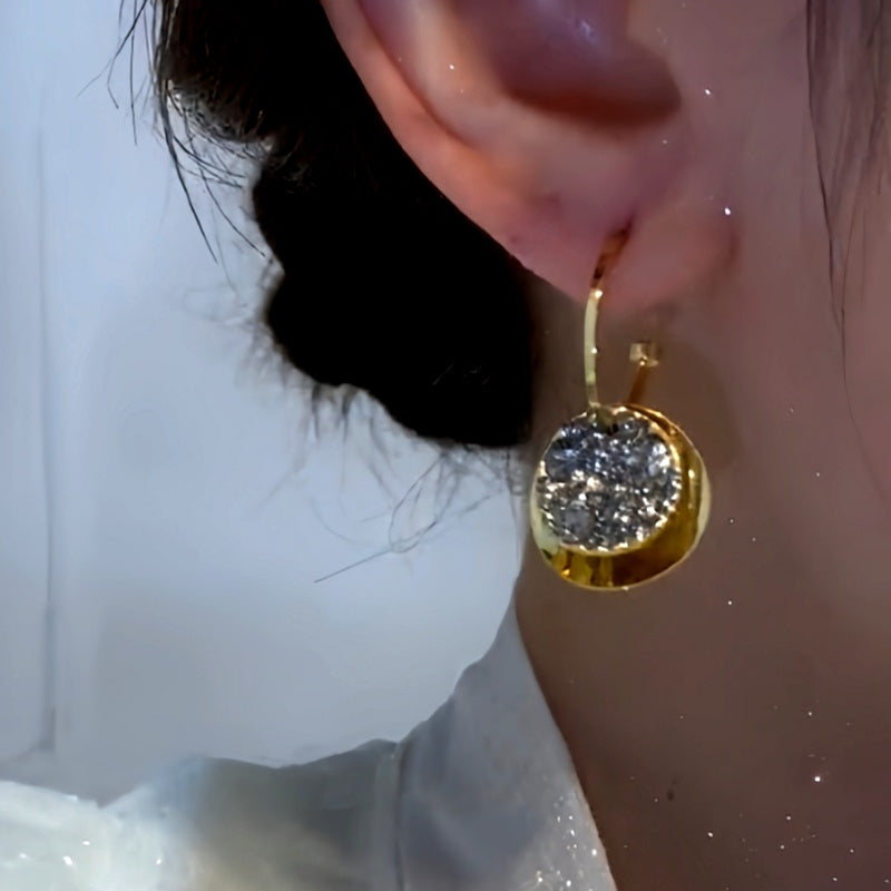 14K Gold-Plated Diamond Disc Earrings