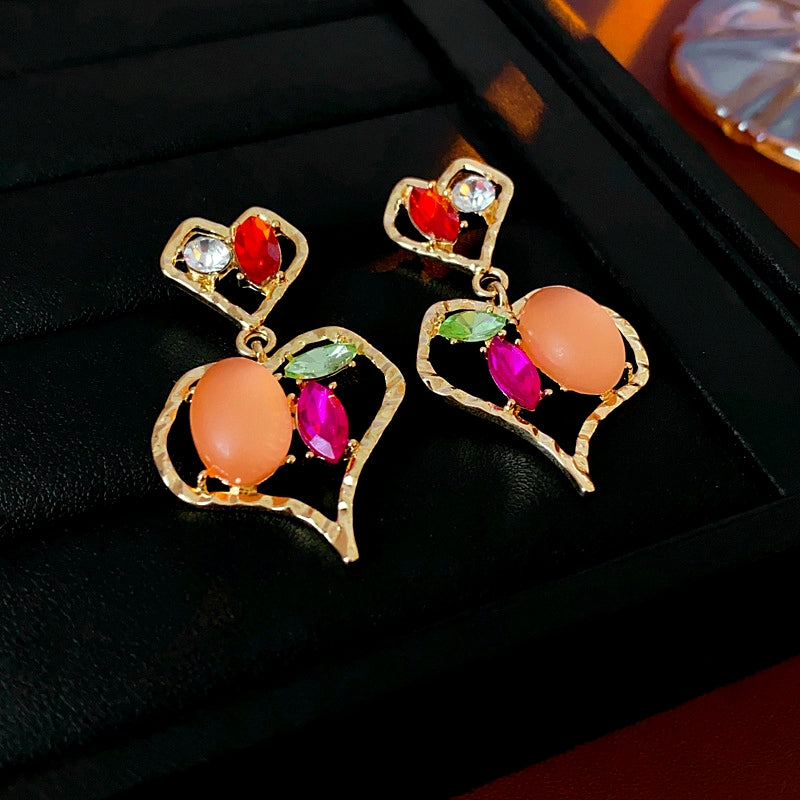 14K Gold-Plated Diamond Double-Heart Earrings