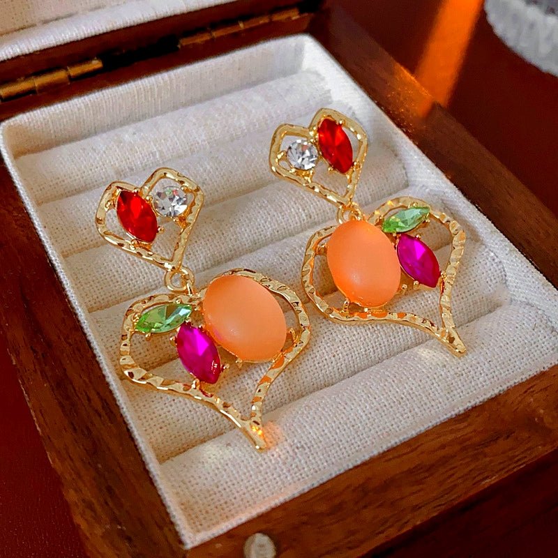 14K Gold-Plated Diamond Double-Heart Earrings