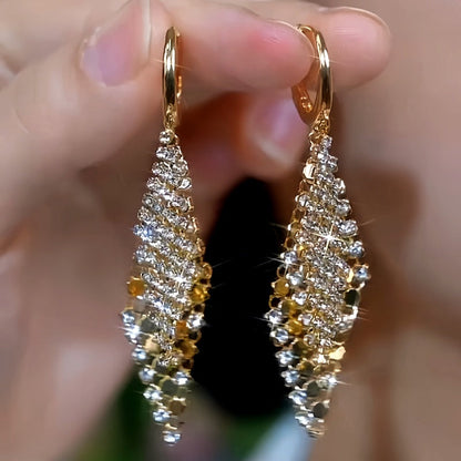 14K Gold-Plated Diamond Double-Layer Diamond Earrings