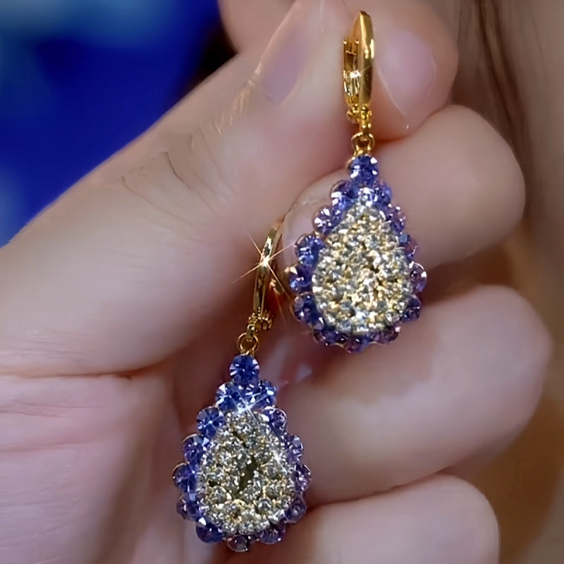 14K Gold-Plated Diamond Drop Earrings