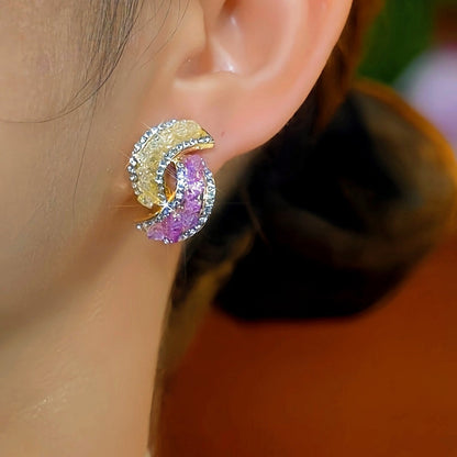 14K Gold-Plated Diamond Geometric Earrings