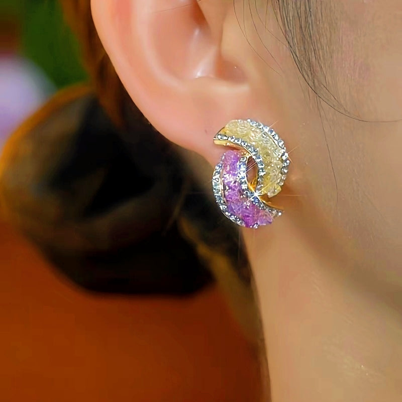 14K Gold-Plated Diamond Geometric Earrings