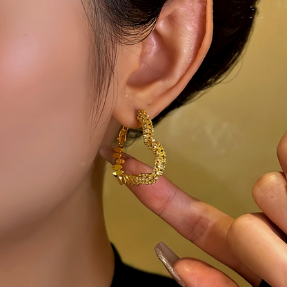 14K Gold-Plated Diamond Heart Earrings