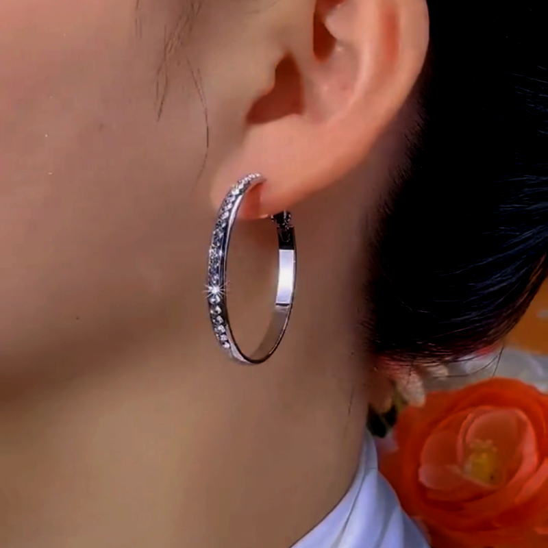 14K Gold-Plated Diamond Hoop Earrings
