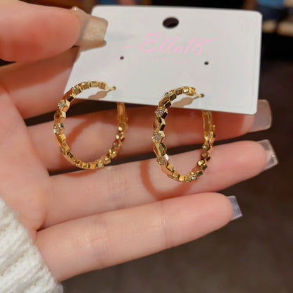 14K Gold-Plated Diamond Hoop Earrings