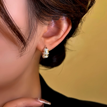 14K Gold-Plated Diamond Hoop Earrings