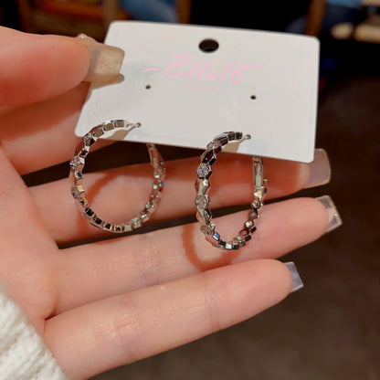 14K Gold-Plated Diamond Hoop Earrings