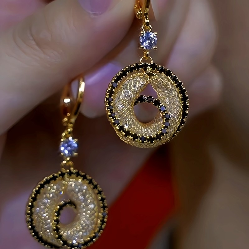 14K Gold-Plated Diamond Mesh Hoop Earrings