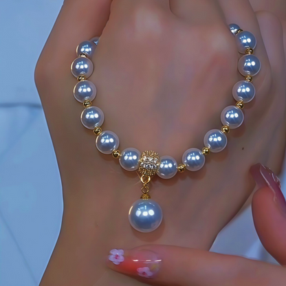 14K Gold-Plated Diamond Pearl Necklace