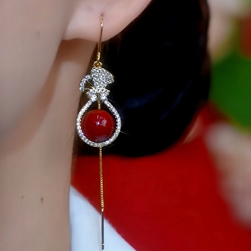 14K Gold-Plated Diamond Purse Pearl Earrings