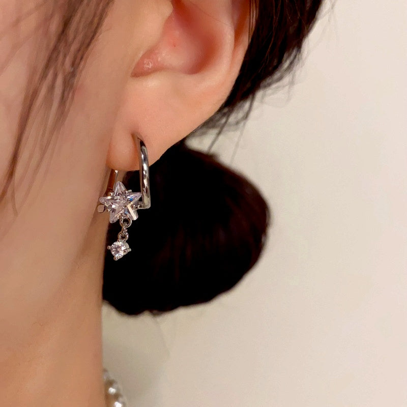 14K Gold-Plated Diamond Star Earrings