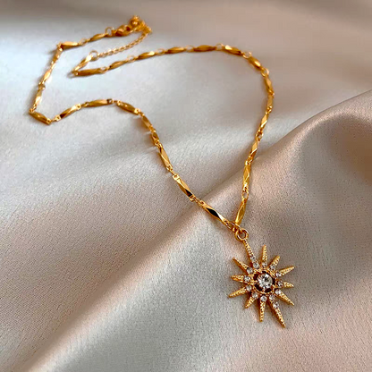 14K Gold-Plated Diamond Sun Necklaces