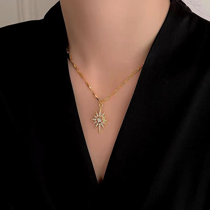 14K Gold-Plated Diamond Sun Necklaces