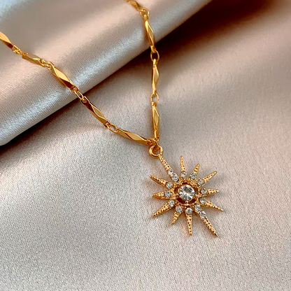 14K Gold-Plated Diamond Sun Necklaces