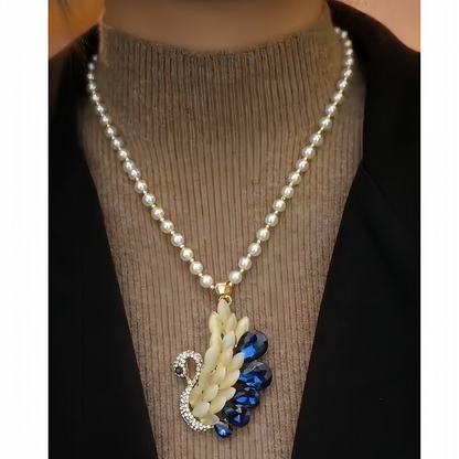 14K Gold-Plated Diamond Swan Crystal Necklace