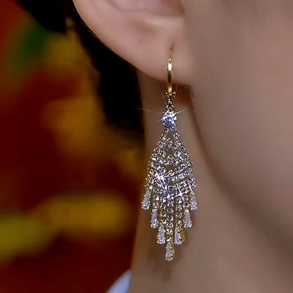 14K Gold-Plated Diamond Tassel Earrings