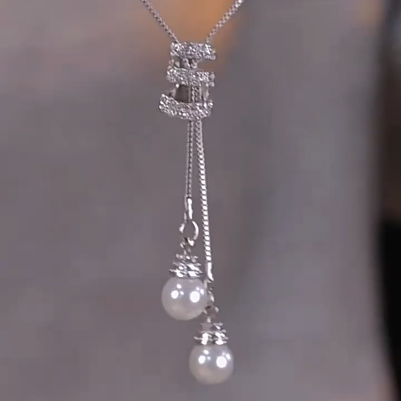 14K Gold-Plated Diamond Tassel Sweater Chain Necklace