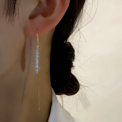 14K Gold-Plated Diamond Tassel Threader Earrings