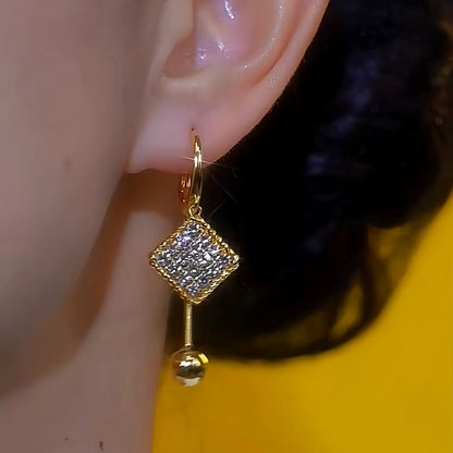 14K Gold-Plated Diamond Water Drop Tassel Earrings