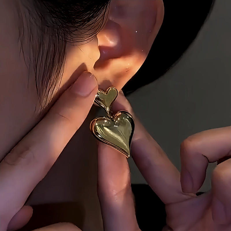14K Gold-Plated Double-Heart Earrings