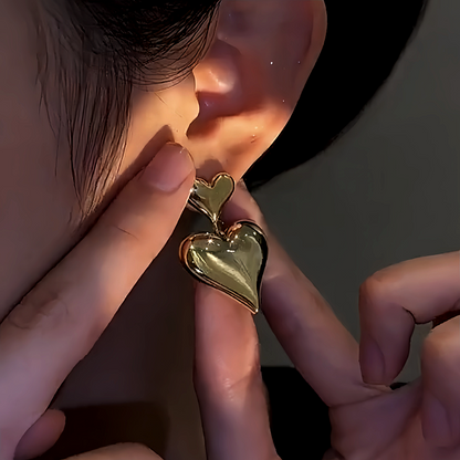 14K Gold-Plated Double-Heart Earrings
