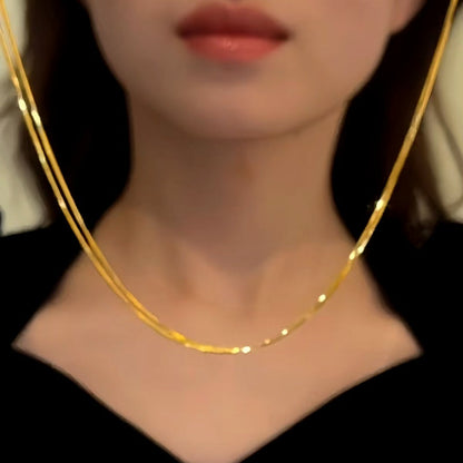 14K Gold-Plated Double-Layer Brushed Pearl Necklaces