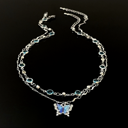 14K Gold-Plated Double-Layer Butterfly Necklaces