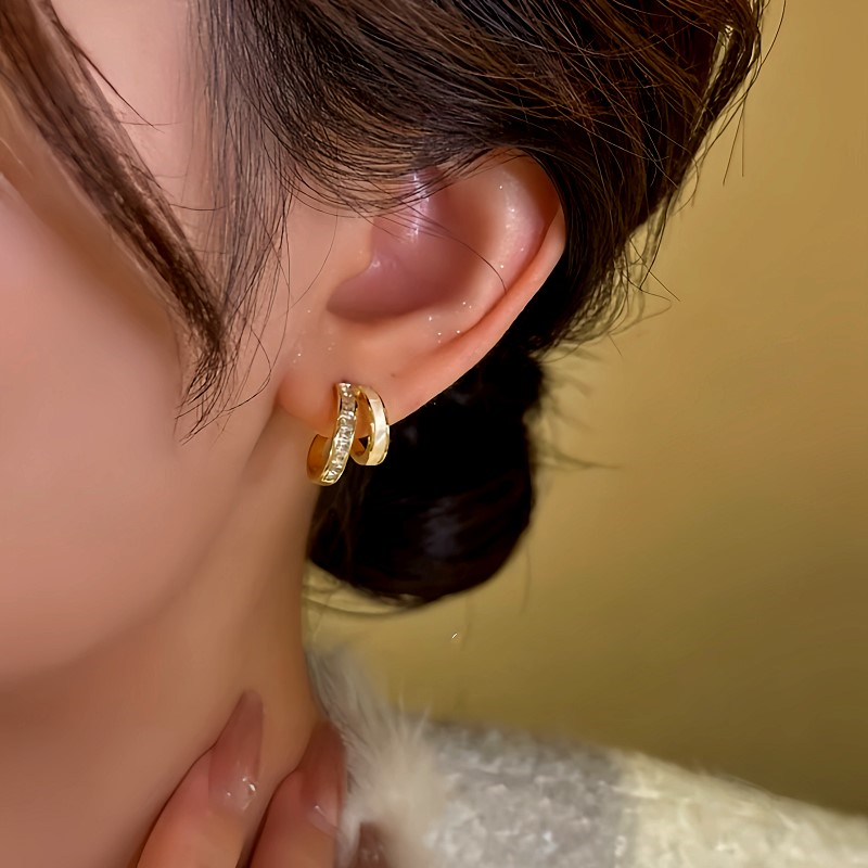 14K Gold-Plated Double-Layer C-Ring Earrings