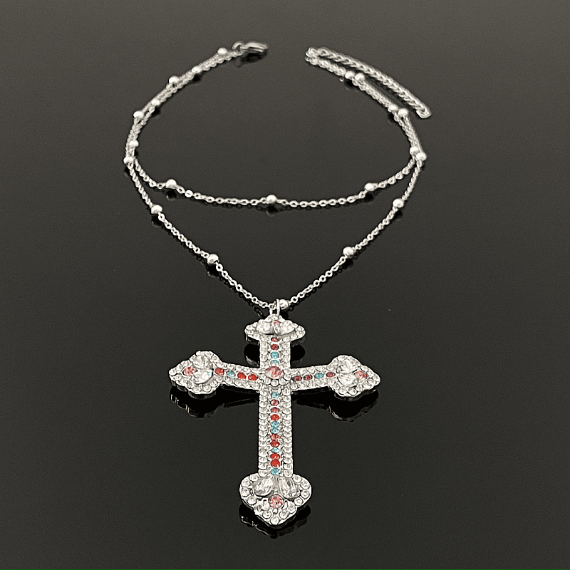 14K Gold-Plated Double-Layer Cross Necklaces