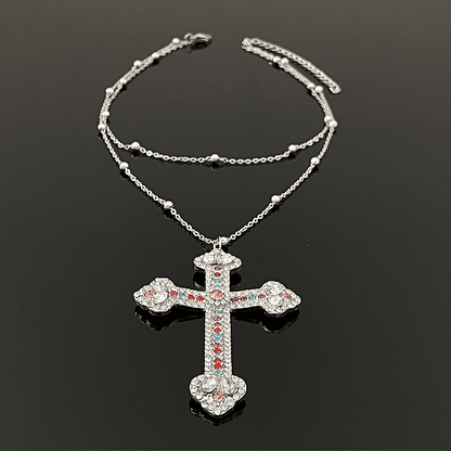 14K Gold-Plated Double-Layer Cross Necklaces