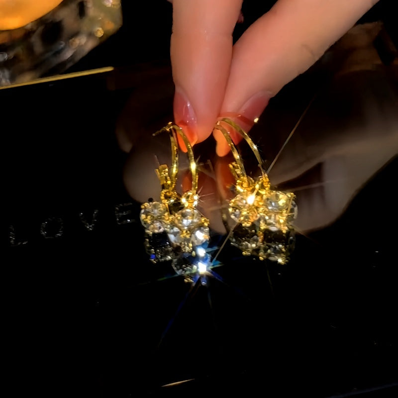 14K Gold-Plated Double-Layer Daimond Tassel Earrings