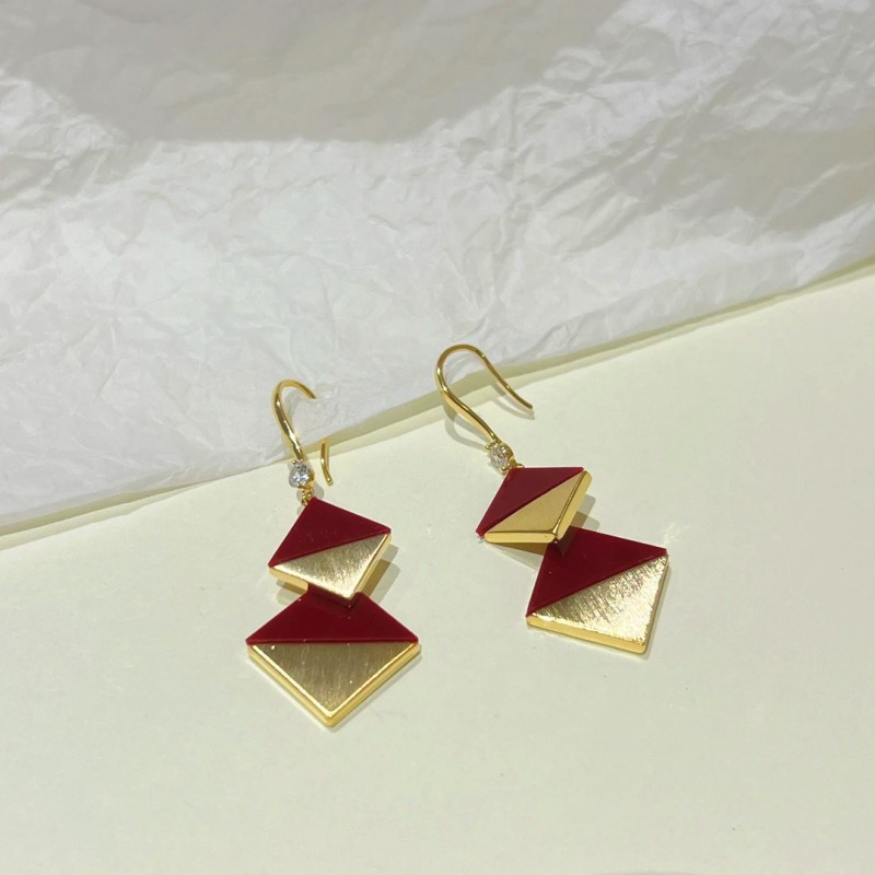 14K Gold-Plated Double-Layer Diamond Ear Hook Earrings