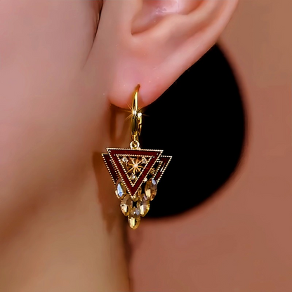 14K Gold-Plated Double-Layer Diamond Earrings