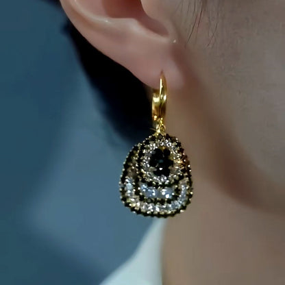 14K Gold-Plated Double-Layer Diamond Earrings