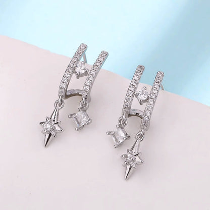 14K Gold-Plated Double-Layer Geometric Star Earrings