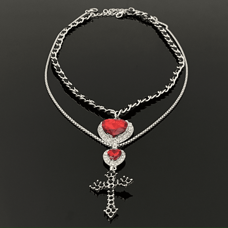 14K Gold-Plated Double-Layer Love Cross Necklaces