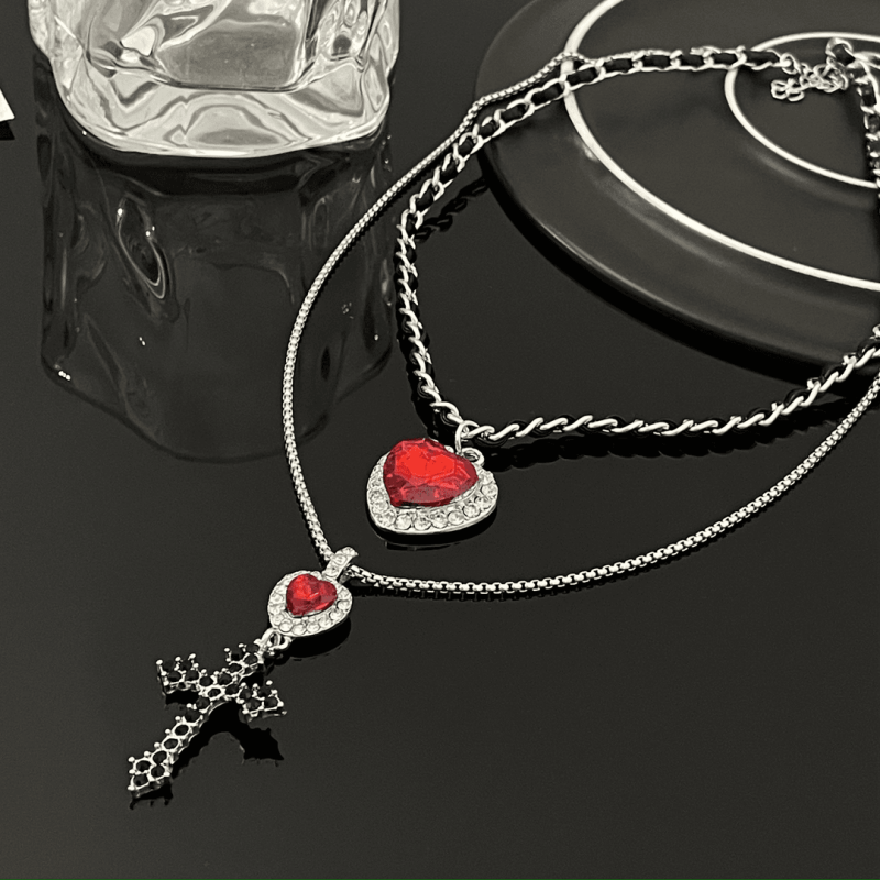 14K Gold-Plated Double-Layer Love Cross Necklaces