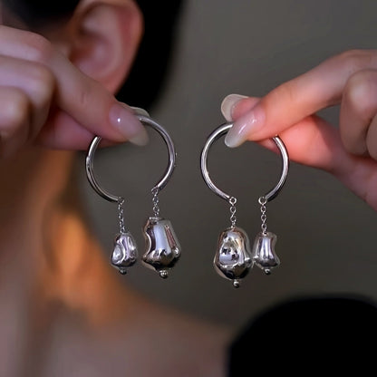 14K Gold-Plated Double Ball Asymmetrical Earrings