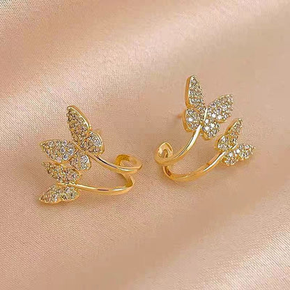 14K Gold-Plated Double Butterfly Studs