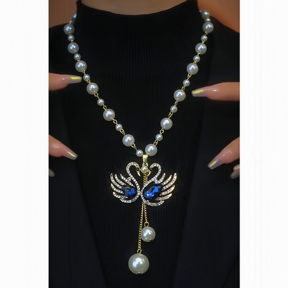 14K Gold-Plated Double Goose Pearl Necklace