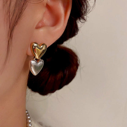 14K Gold-Plated Double Heart Earrings