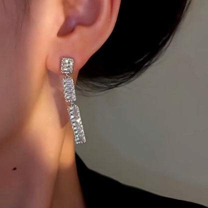 14K Gold-Plated Elegan Zircon Tassel Earrings