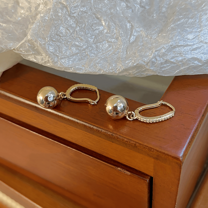 14K Gold-Plated Elegant Ball Pendant Earrings