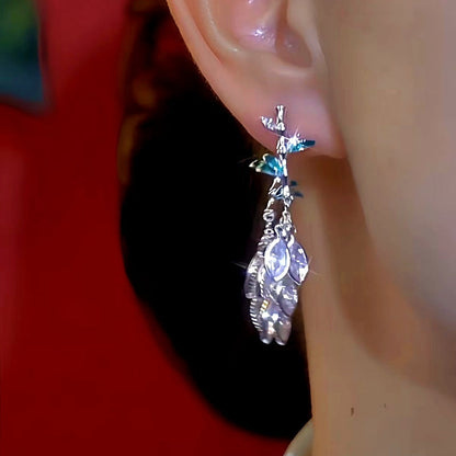 14K Gold-Plated Elegant Bamboo Zircon Wheat Earrings