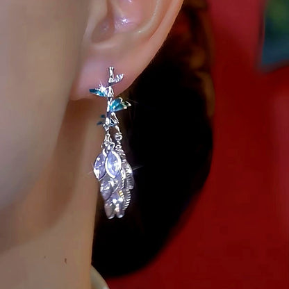 14K Gold-Plated Elegant Bamboo Zircon Wheat Earrings