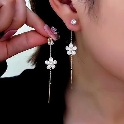 14K Gold-Plated Elegant Butterfly And Flower Earrings